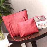 Female Solid Bucket PU Shoulder Bag Large Capacity Messenger