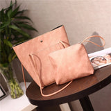 Female Solid Bucket PU Shoulder Bag Large Capacity Messenger