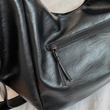 Black Leather Tote Hobo Bag Large Handbags for Women