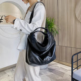 Black Leather Tote Hobo Bag Large Handbags for Women