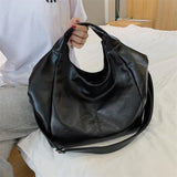 Black Leather Tote Hobo Bag Large Handbags for Women
