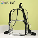 Female Transparent Portable Backpack PVC Waterproof Student School Bag