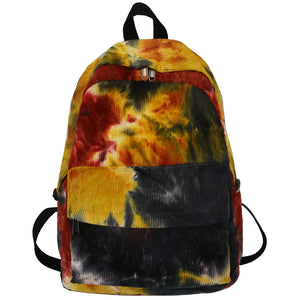 Female Stripe Corduroy Backpack Women Vintage School Bag Girl Student