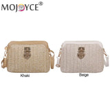 Women Summer Woven Shoulder Bag Love Heart Messenger Bag