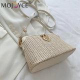 Women Summer Woven Shoulder Bag Love Heart Messenger Bag