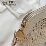 Women Summer Woven Shoulder Bag Love Heart Crossbody Messenger Bag