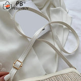 Women Summer Woven Shoulder Bag Love Heart Crossbody Messenger Bag