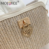 Women Summer Woven Shoulder Bag Love Heart Messenger Bag