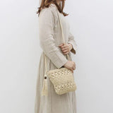 Women's Summer Woven Cross Body Bag with Tassel Shoulder Bag