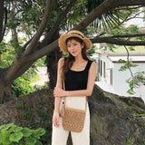 Women's Summer Woven Cross Body Bag with Tassel Shoulder Bag