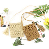 Women's Summer Woven Cross Body Bag with Tassel Shoulder Bag