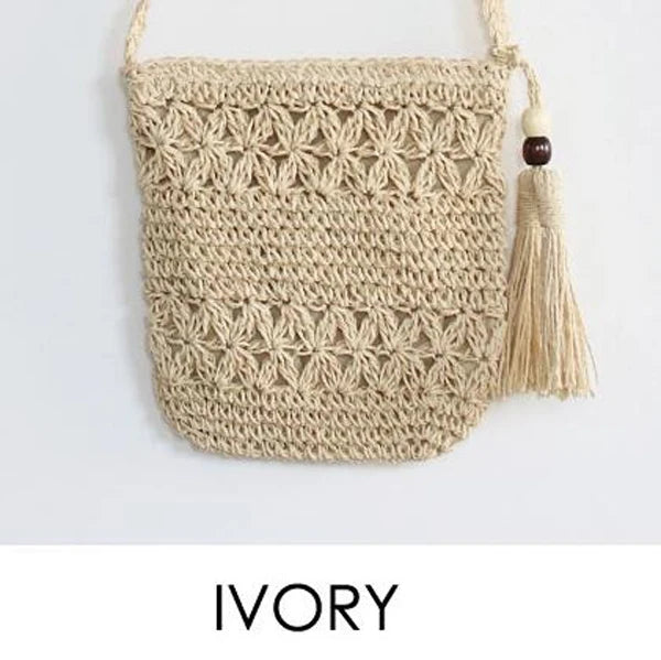 Women's Summer Woven Cross Body Bag with Tassel Shoulder Bag