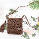 Women's Summer Woven Cross Body Bag with Tassel Shoulder Bag