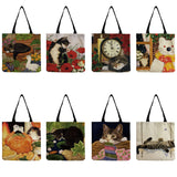 Cat Print Tote Bags For Women Shoulder Bag Handbags Eco Reusable