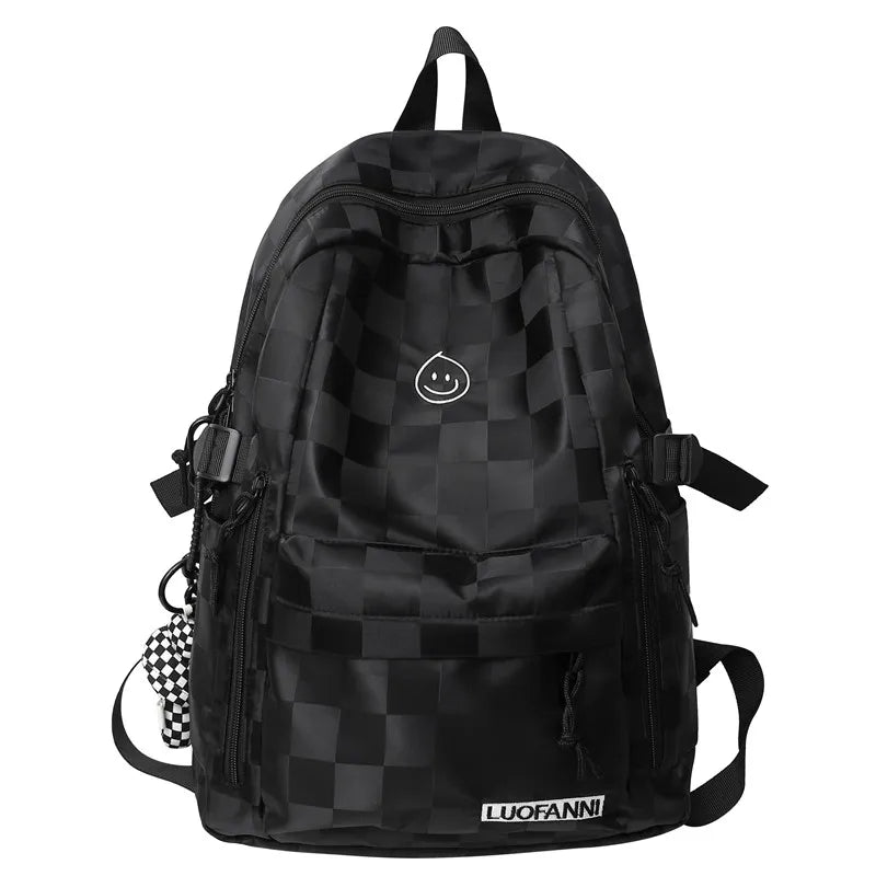 Women's Plaid School Bag Student Backpack