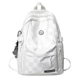 Women Plaid School Bag Student Backpack