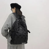Women Plaid School Bag Student Backpack