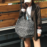 Leopard Print Tote Bag Women Large Capacity Shopping Shoulder Handbag