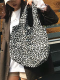 Leopard Print Tote Bag Women Large Capacity Shopping Shoulder Handbag