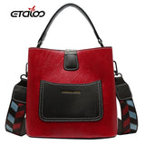 Female Tote Bucket Bag High PU Leather Shoulder Messenger Bag