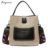 Female Tote Bucket Bag High PU Leather Shoulder Messenger Bag