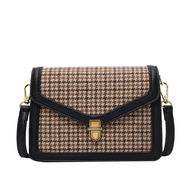 Plaid PU Leather Crossbody Bag Chain Shoulder Messenger Small Purse