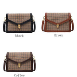 Plaid PU Leather Crossbody Bag Chain Shoulder Messenger Small Purse