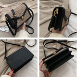 Plaid PU Leather Crossbody Bag Chain Shoulder Messenger Small Purse