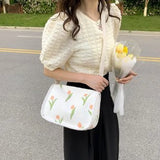 Cherry Print Leather Messenger Bag Thick Chain Handbag