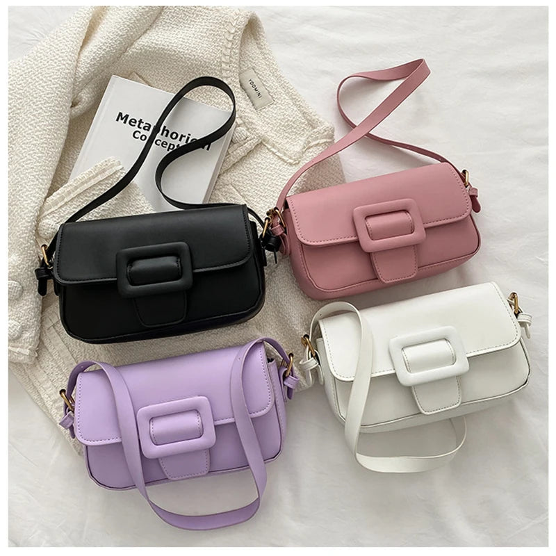 Female Underarm Bag Solid Mini Square Bag Portable Shoulder Bags