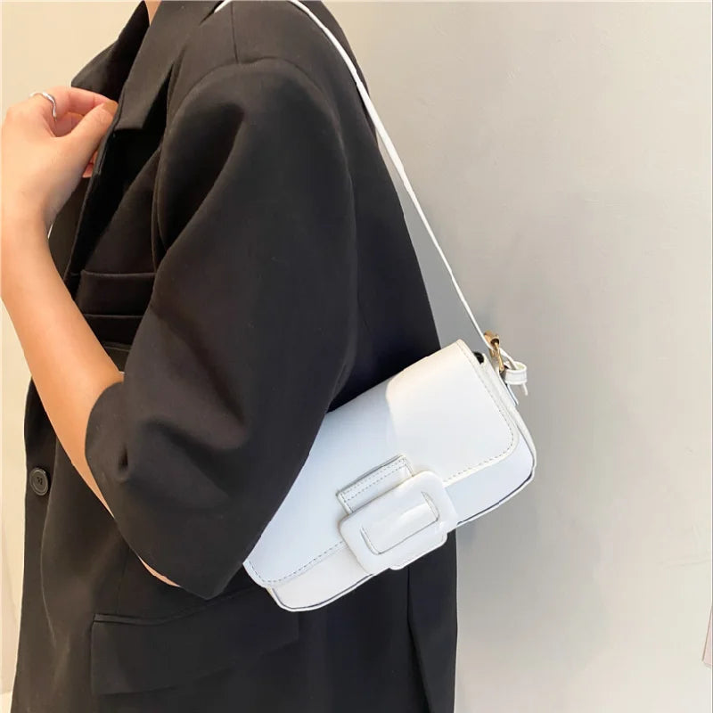 Female Underarm Bag Solid Mini Square Bag Portable Shoulder Bags