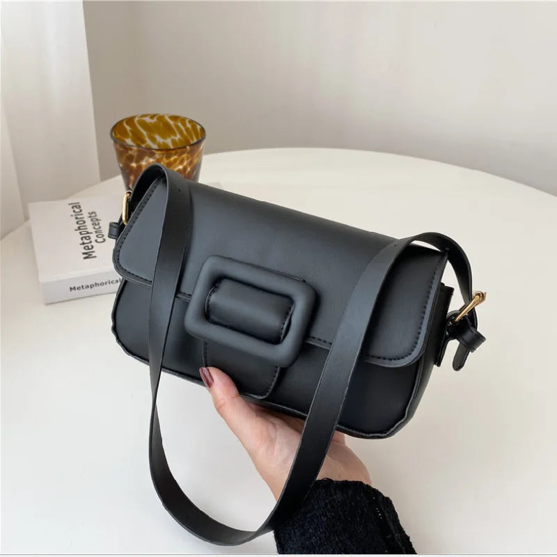 Female Underarm Bag Solid Mini Square Bag Portable Shoulder Bags