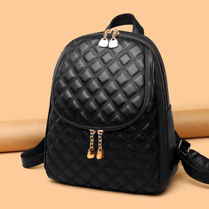 Vintage Leather Backpack Women Large Capacity Bookbag School Travel Bagpack