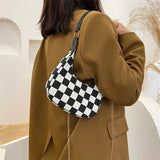 Vintage Plaid Printing Shoulder Bag Casual Women Handbag