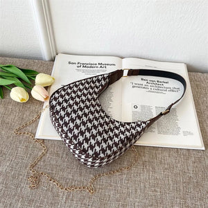 Vintage Plaid Printing Shoulder Bag Casual Women Handbag