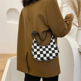 Vintage Plaid Printing Shoulder Bag Casual Women Handbag