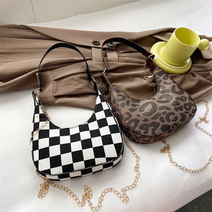 Vintage Plaid Printing Shoulder Bag Casual Women Handbag