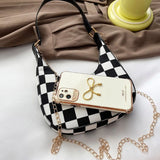 Vintage Plaid Printing Shoulder Bag Casual Women Handbag