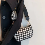 Plaid Shoulder Bags with Round Purse Pendant 2pcs