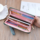 Female Wallet PU Leather Character Print Long Purse Zipper Cellphone Bag