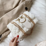 Winter Plush Fur Handbag Deer Lock Chain Shoulder Bag