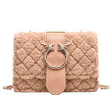 Winter Plush Fur Handbag Deer Lock Chain Shoulder Bag
