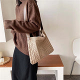 Female Woolen Knitted Braid Handbag Winter Retro Over Shoulder Bag