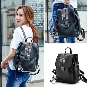 Women's Embroidered Line Small Backpack