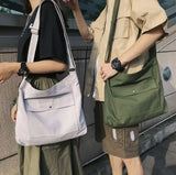 Large Capacity Canvas Crossbody Bag Solid Shoulder Bag Couple Canvas Bag