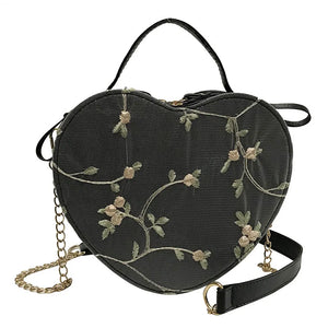 Female Small Bag Lace Messenger One-Shoulder Portable Heart-Shaped Bag