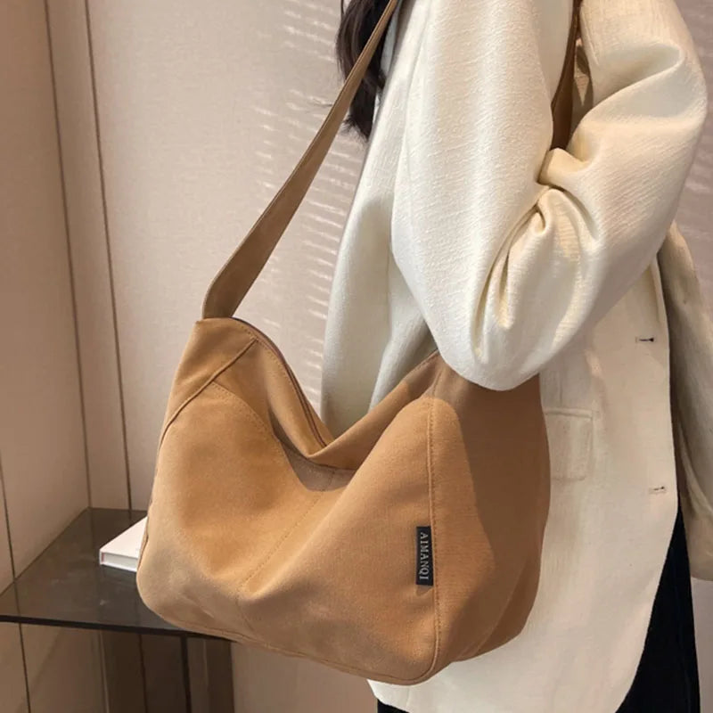 Vintage Canvas Shoulder Bag for Women Office Ladies Totes