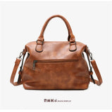 Vintage Oil Wax Leather Boston Bag with Pendant