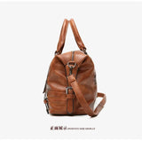 Vintage Oil Wax Leather Boston Bag with Pendant