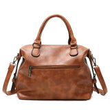 Vintage Oil Wax Leather Boston Bag with Pendant